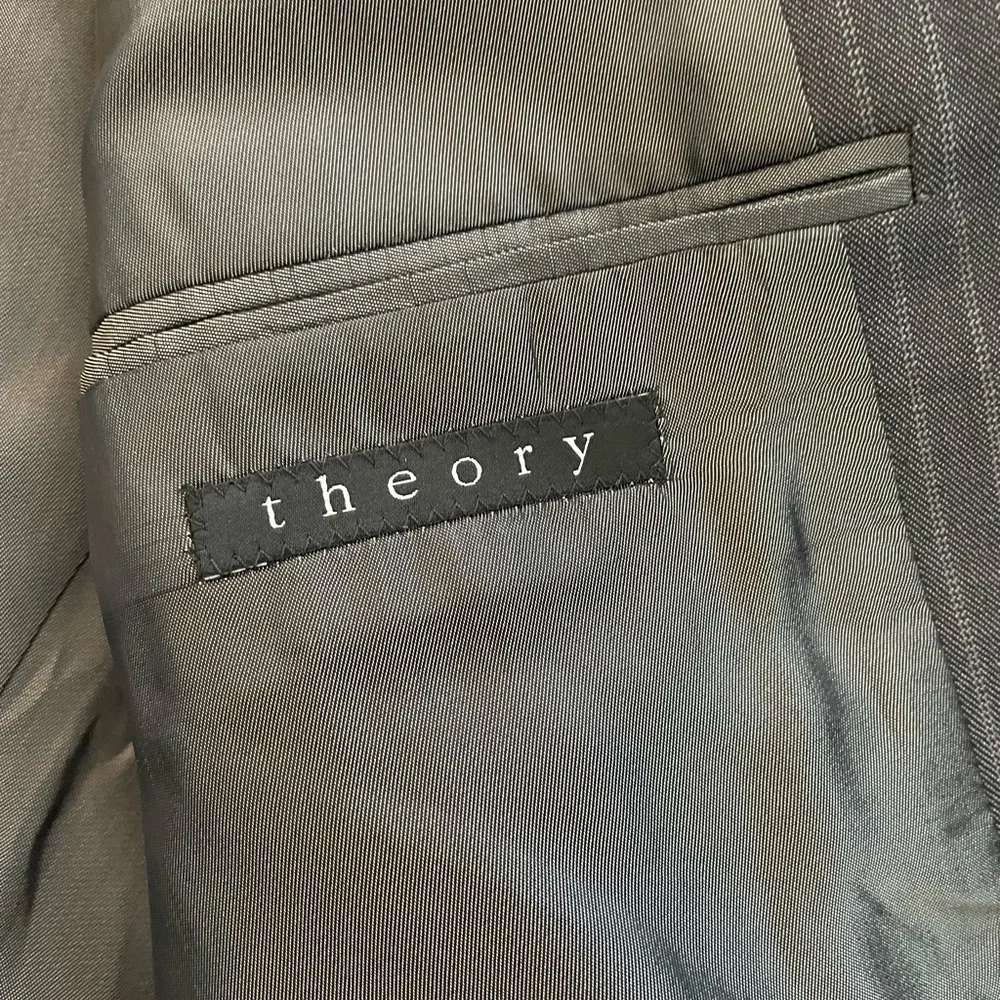 Theory Made in Canada Striped Wool Peak Lapel Jacket in‎ Gray 40 R $595